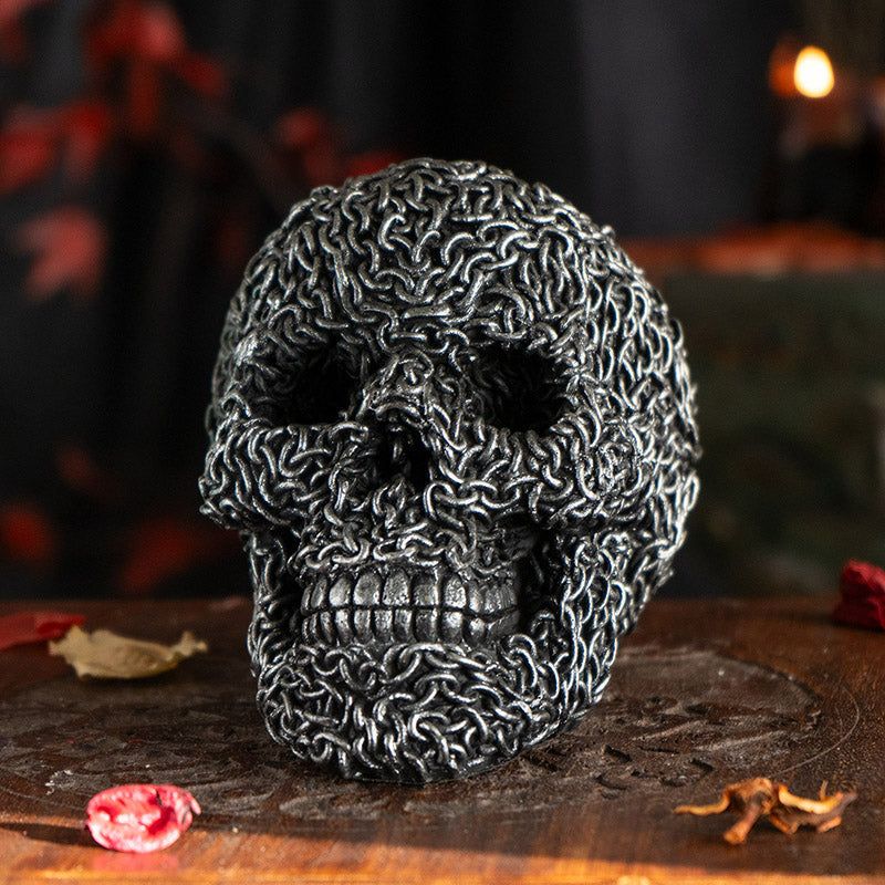 6.5&quot; Chain Skull Statue, SKU PG-15678, UPC 700317369660