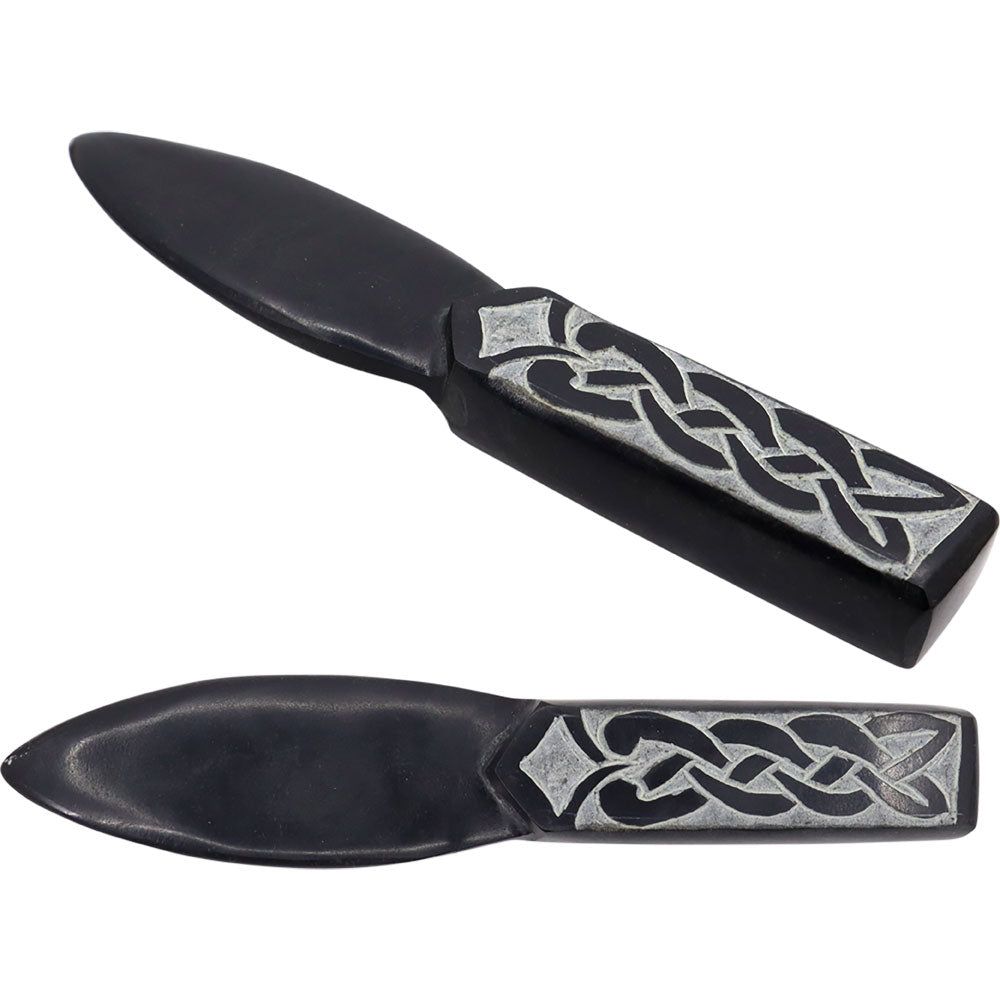 7&quot; Celtic Knot Black Soapstone Athame, SKU KH-76135, UPC 700317352969