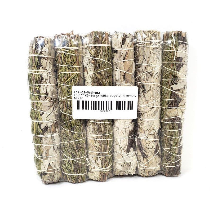 8-9&quot; Rosemary &amp; White Sage Smudge Stick, SKU L02-02-WS1-RM-1, UPC 700317378419