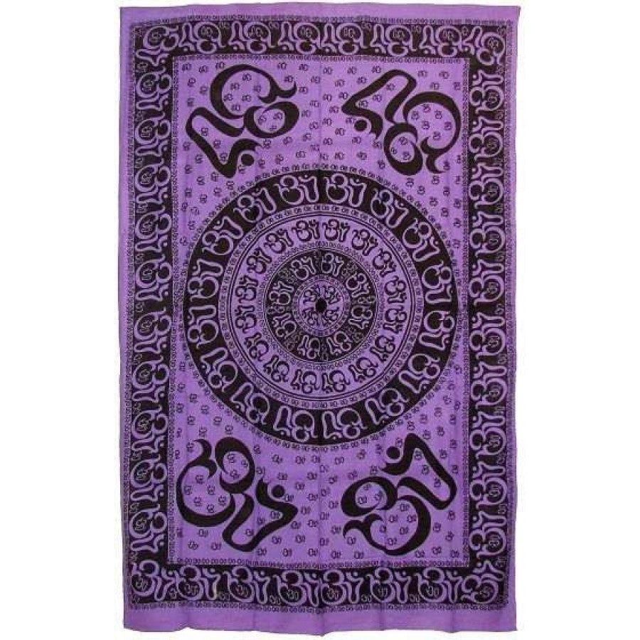 72&quot; x 108&quot; Om Chakra Purple &amp; Black Tapestry, SKU X113-CPS-OCP, UPC 700317379997