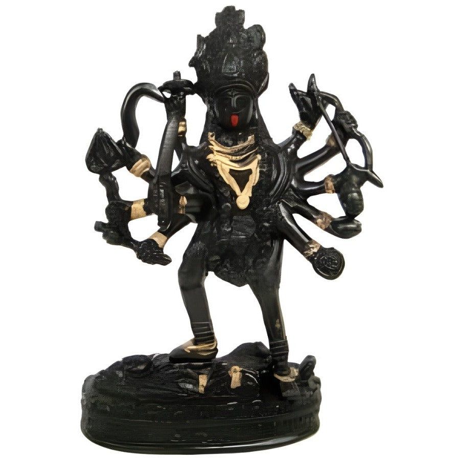 6&quot; Goddess Kali Black &amp; Gold Solid Brass Statue, SKU G08-003-19802, UPC 700317383284