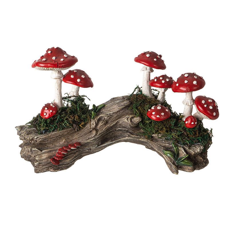 9.8&quot; Mushrooms on a Stump Statue, SKU PG-16055, UPC 700317411642