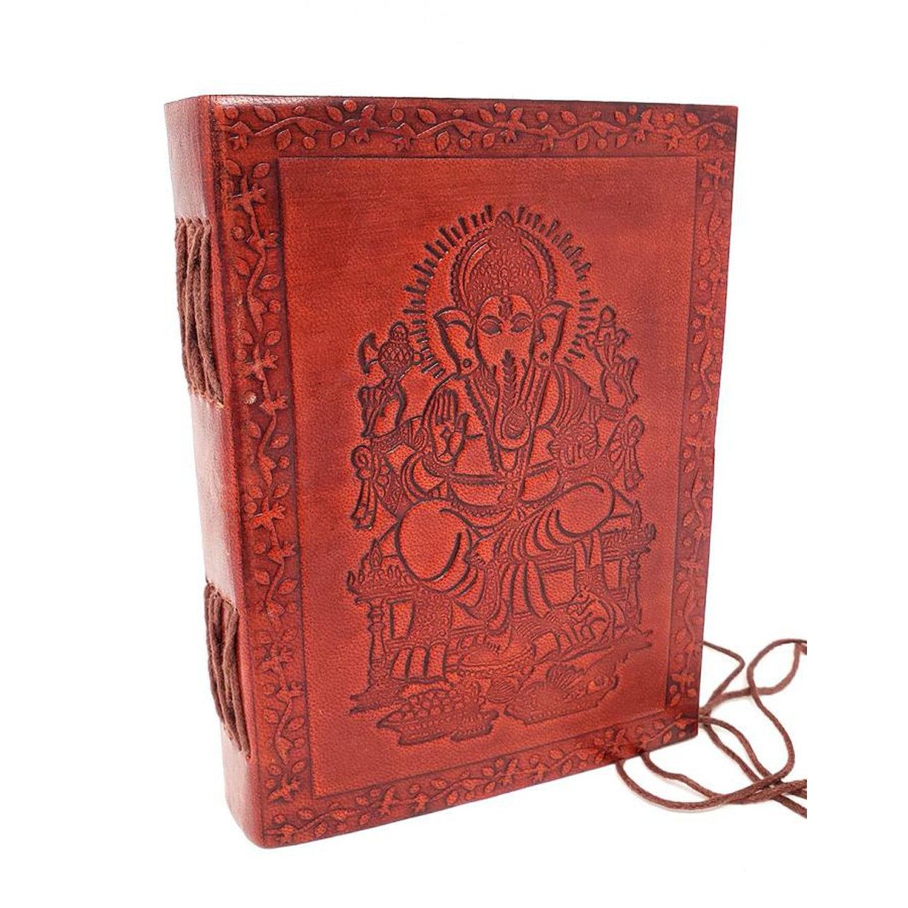 5&quot; x 7&quot; Ganesh Leather Journal with Cord, SKU JB75-GA, UPC 700317302414