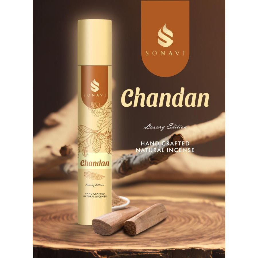 SONAVI Luxury Edition Incense Sticks - Chandan (50 Grams), SKU SA-CH50, UPC 700317380597