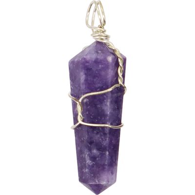 Wire Wrapped Point Pendant - Lepidolite, SKU KH-98860-D5, UPC 700317311492