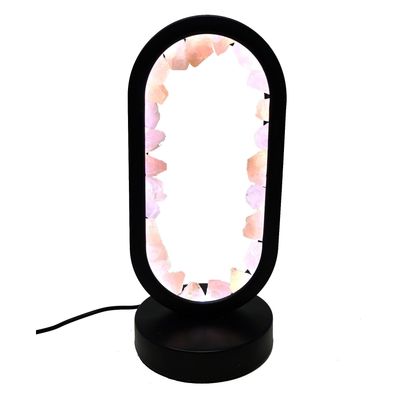 9&quot; Oval Shaped Dimmable Gemstone Lamp - Rose Quartz, SKU GMLAMP-02, UPC 700317417057