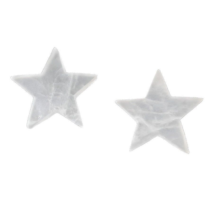 4&quot; Selenite Charging Plate / Altar Tile - Star, SKU L03-47-SEL-Star-4-1, UPC 700317383048