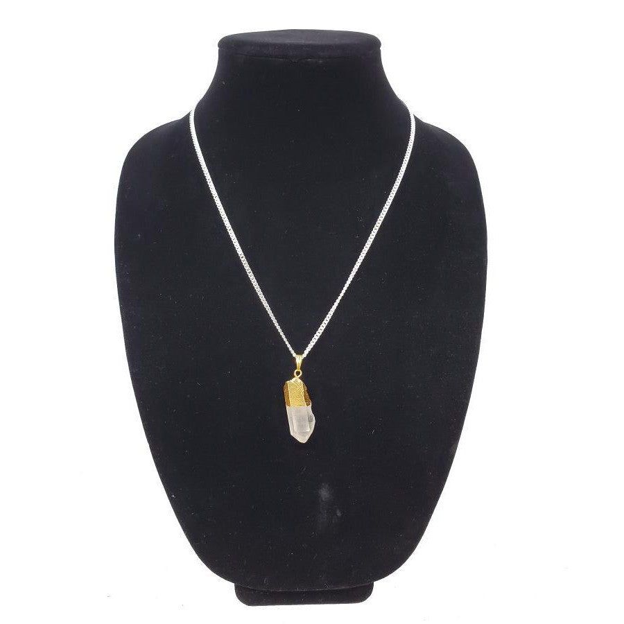 Crystal Quartz Electroplated Gemstone Pendant, SKU QQ183-P193, UPC 700317384168