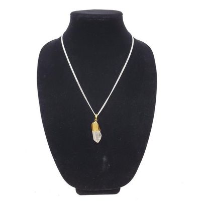 Crystal Quartz Electroplated Gemstone Pendant, SKU QQ183-P193, UPC 700317384168