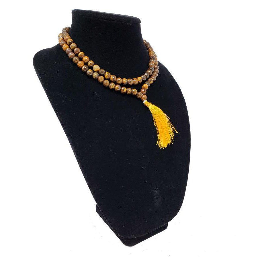 Mala Necklace or Prayer Beads - Tiger&#39;s Eye (108 Beads), SKU QQ00-GJM-26, UPC 700317371281