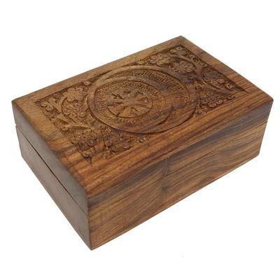 4&quot; x 6&quot; Carved Wood Box with Latch - Seax Wicca, SKU B46SW, UPC 700317307884