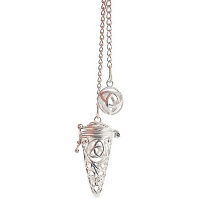 Antique Silver Chambered Pendulum - Triquetra, SKU KH-61422, UPC 700317353515