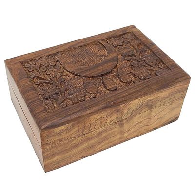 4&quot; x 6&quot; Carved Wood Box with Latch - Blessing Symbol, SKU B46BL, UPC 700317307891
