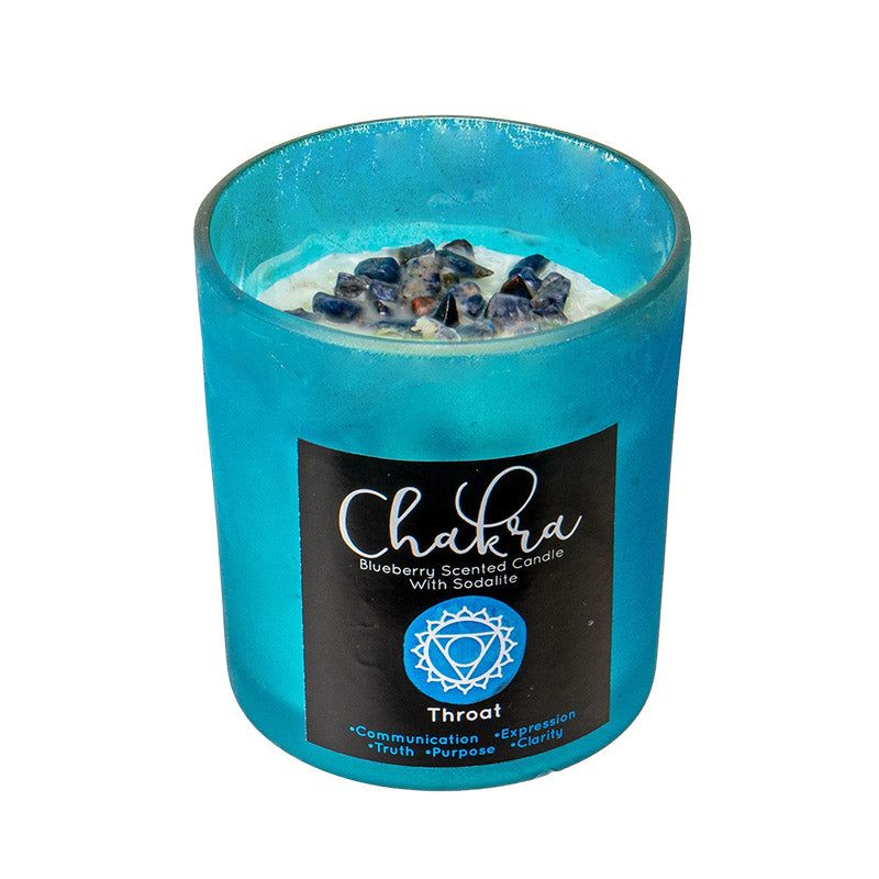 Throat Chakra Blueberry Lapis Crystal Candle, SKU PG-15438, UPC 700317355830