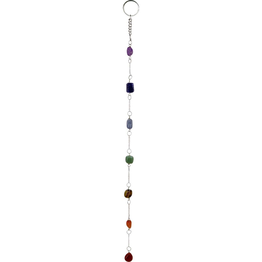 10.5&quot; Chakra Tumbled Stone Wall Hanging String, SKU KH-31328, UPC 700317418399