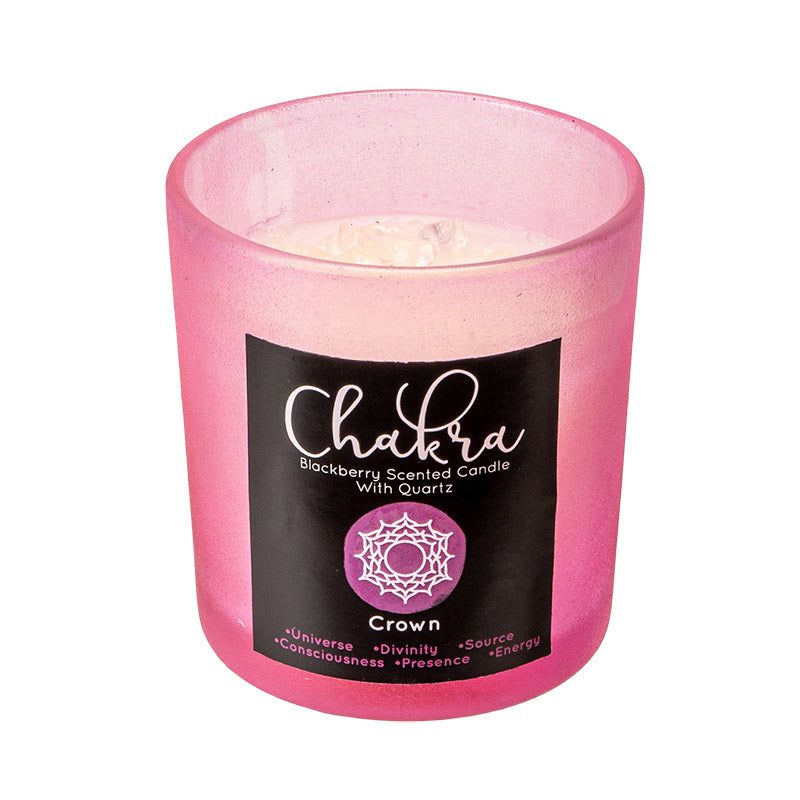 Crown Chakra Blackberry Quartz Crystal Candle, SKU PG-15436, UPC 700317355878
