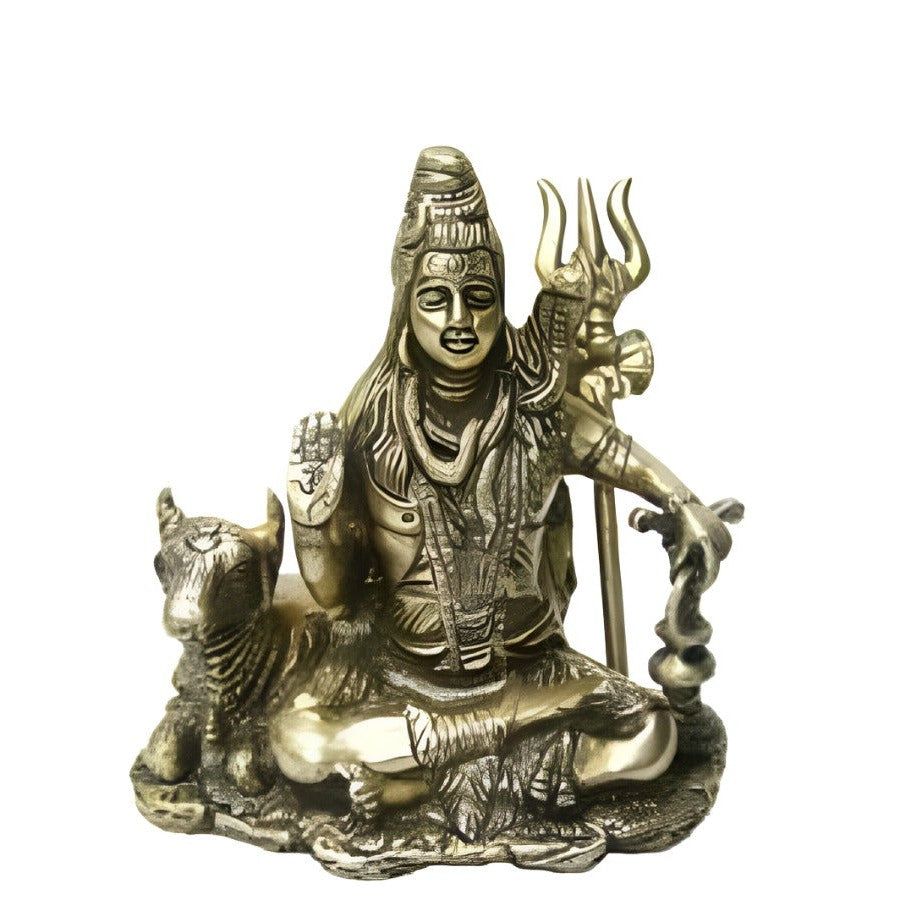6&quot; Lord Shiva Meditating Solid Brass Statue, SKU H01-SV8, UPC 700317383239