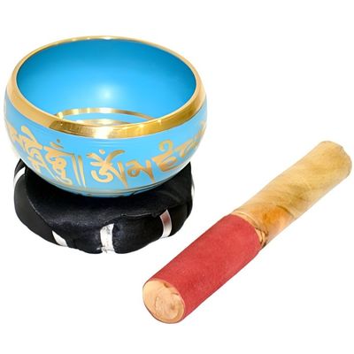 4&quot; Tibetan Singing Bowl with Cushion - Sea Blue, SKU H07-SB4-Sea-Blue, UPC 700317382515