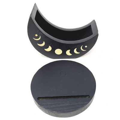 5&quot; Wooden Tarot Card Holder with Moon Phase Design (2 Piece Set), SKU I09-TW-17, UPC 700317381716