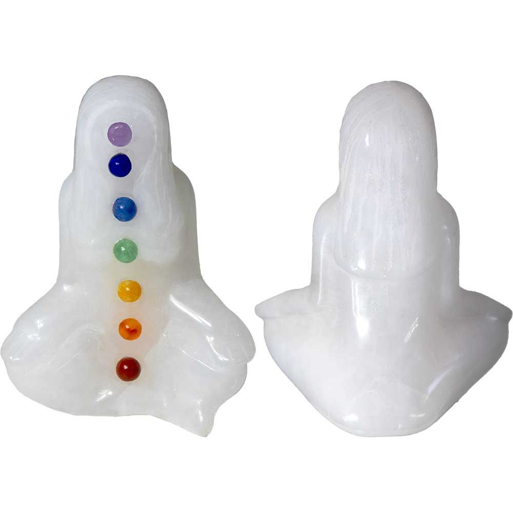 2&quot; Chakra Yoga Lady White Jade Figurine, SKU KH-65168, UPC 700317391722