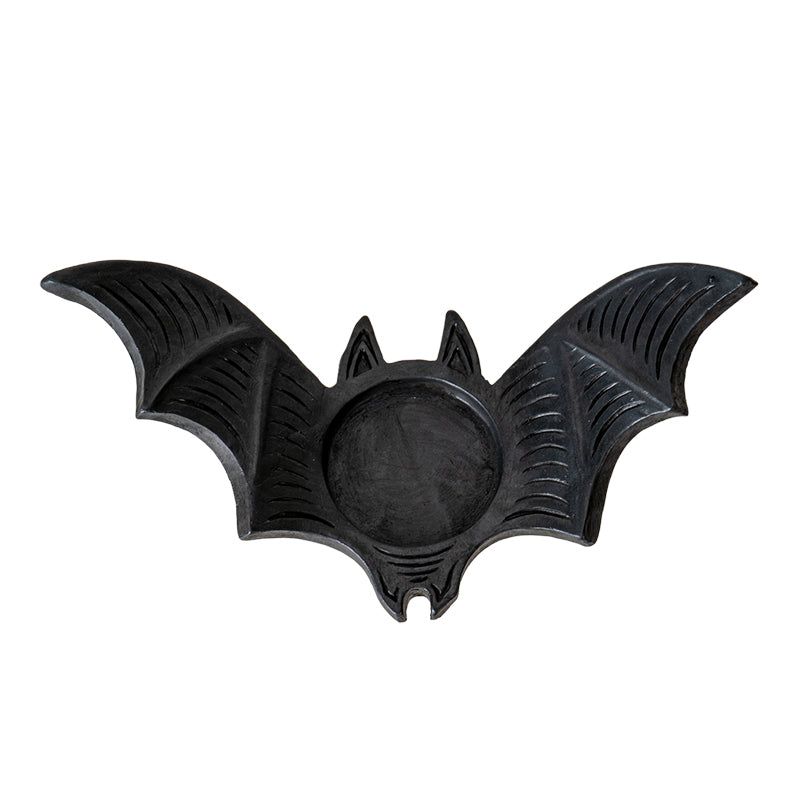 6.5&quot; Black Bat Tealight Candle Holder, SKU PG-15825, UPC 700317388661
