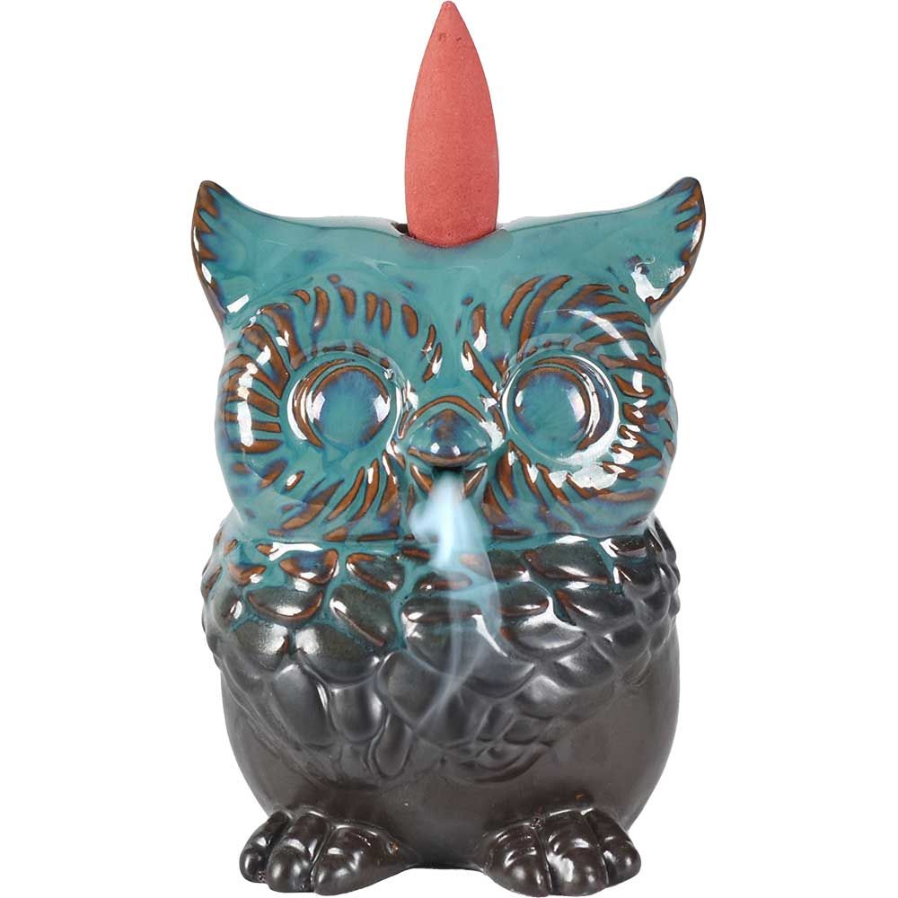 3.75&quot; Ceramic Backflow Incense Burner - Owl, SKU KH-89779, UPC 700317396130