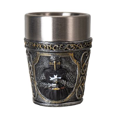 2.6&quot; Stainless Steel / Resin Shot Glass - Medieval Knight, SKU PG-15973, UPC 700317393962