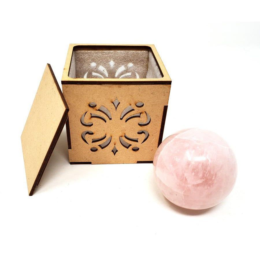 40-55 mm Gemstone Sphere with Box - Rose Quartz, SKU Sphere-02, UPC 700317311409