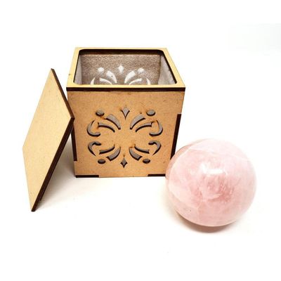 40-55 mm Gemstone Sphere with Box - Rose Quartz, SKU Sphere-02, UPC 700317311409
