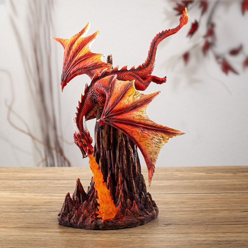 13.3&quot; Fire Dragon Statue, SKU PG-15778, UPC 700317370024