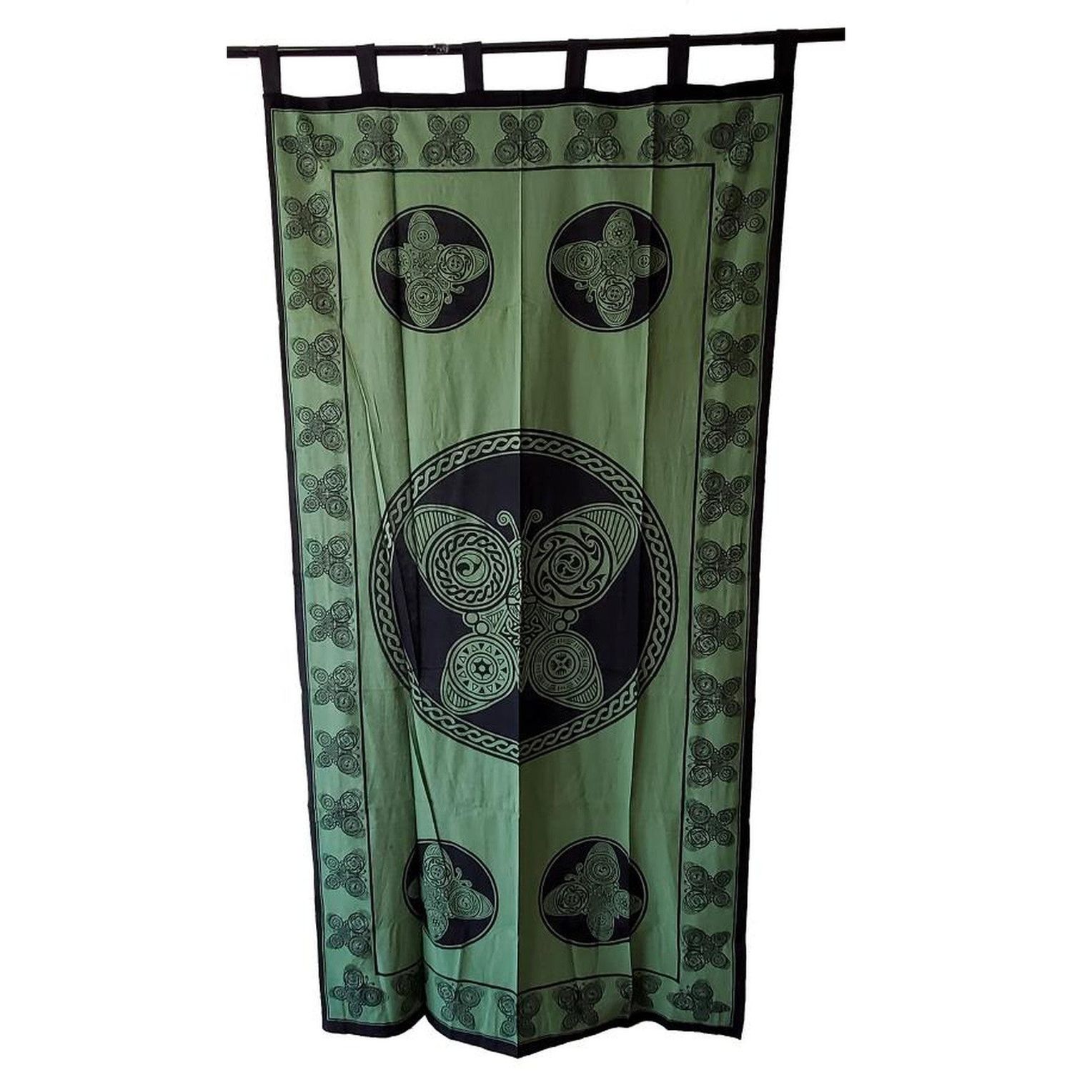 44&quot; x 88&quot; Butterfly Green Cotton Curtain, SKU SC77-BT, UPC 700317308904