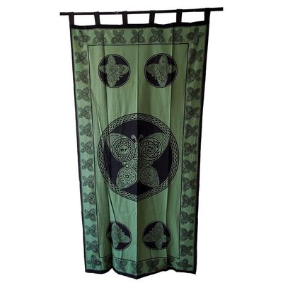 44&quot; x 88&quot; Butterfly Green Cotton Curtain, SKU SC77-BT, UPC 700317308904