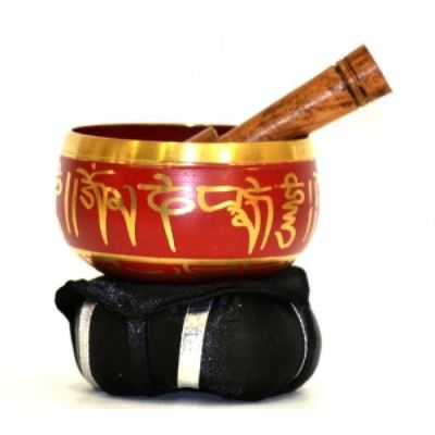 3&quot; Tibetan Singing Bowl with Cushion - Red, SKU G02-SB3-R, UPC 700317370994