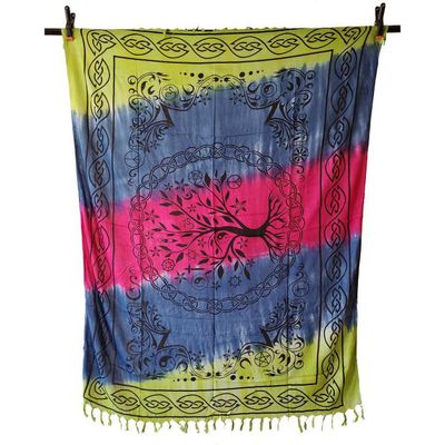 44&quot; x 72&quot; Tree Chakra Tie Dye Sarong, SKU SC78-TS, UPC 700317308775