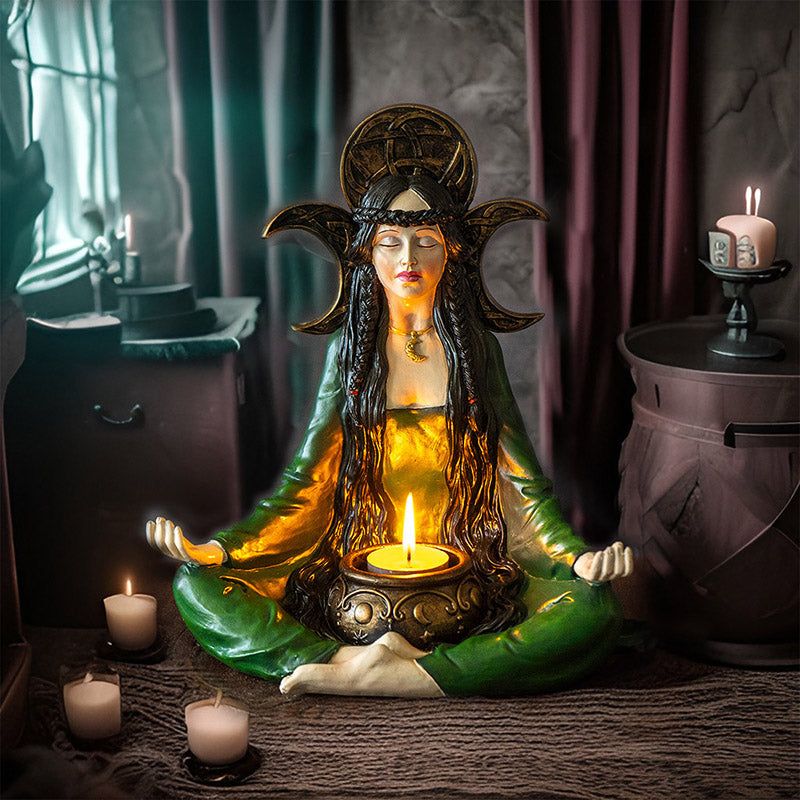 9.65&quot; Meditating Witch Votive Candle Holder, SKU PG-15503, UPC 700317352549
