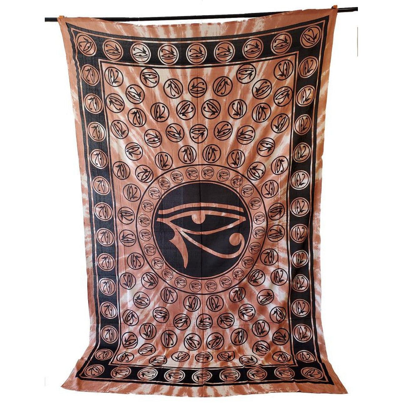 72&quot; x 108&quot; Egyptian Eye Brown Tie Dye Tapestry, SKU X022-CPS-EEB, UPC 700317379881
