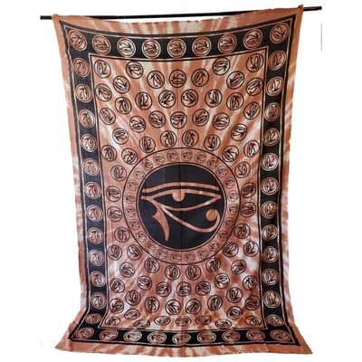 72&quot; x 108&quot; Egyptian Eye Brown Tie Dye Tapestry, SKU X022-CPS-EEB, UPC 700317379881