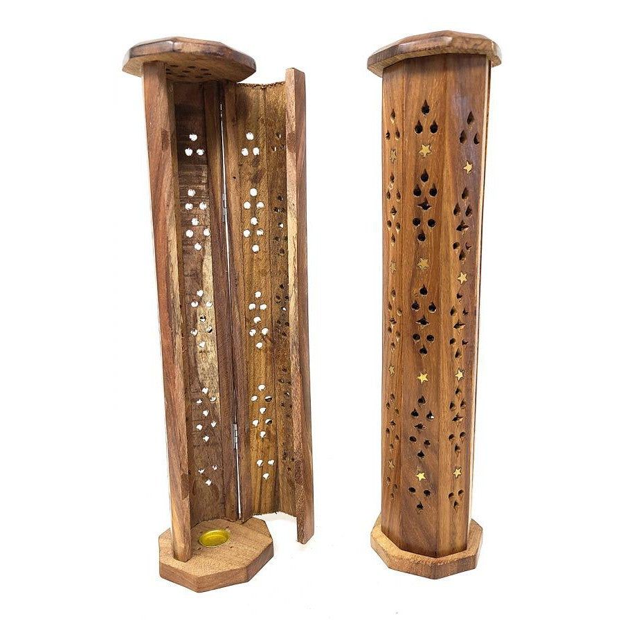 12&quot; Stars Tower Wood Incense Burner, SKU A03-01-807S-1, UPC 700317379522