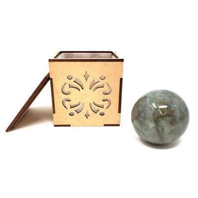 40-55 mm Gemstone Sphere with Box - Labradorite, SKU Sphere-06, UPC 700317311447