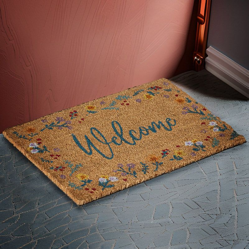 23.5&quot; Welcome Floral Doormat, SKU PG-15522, UPC 700317314820