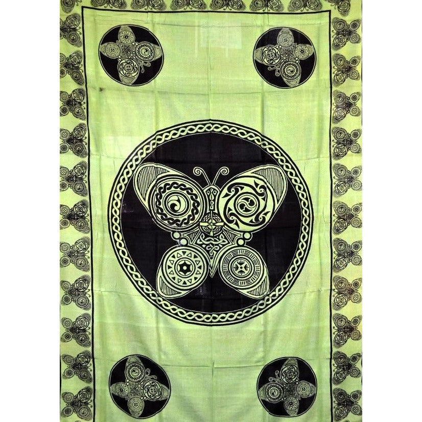 72&quot; x 108&quot; Butterfly Green &amp; Black Tapestry, SKU X036-CPS-BT, UPC 700317380207