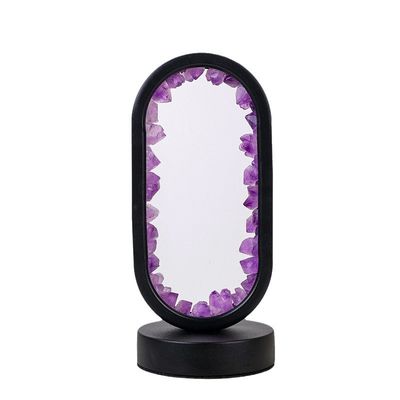 9&quot; Oval Shaped Dimmable Gemstone Lamp - Amethyst, SKU GMLAMP-01, UPC 700317417040