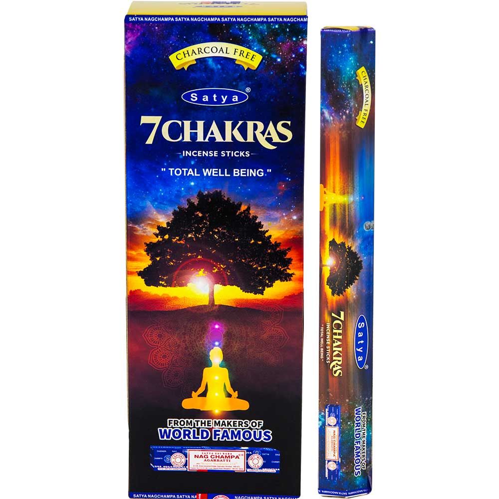 Seven Chakras Satya Hexagonal Incense Sticks 20 gram, SKU KH-73139-D6, UPC 700317389705