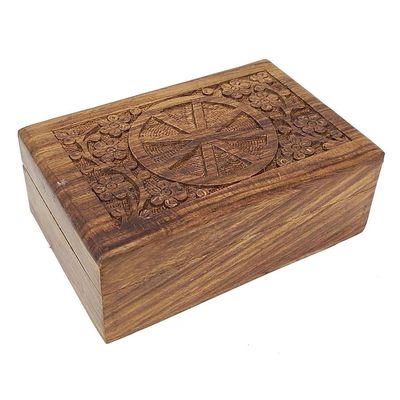 4&quot; x 6&quot; Carved Wood Box with Latch - Wheel of the Year, SKU B46WY, UPC 700317307877