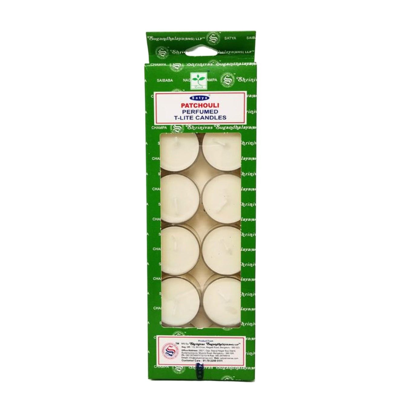 Satya Tealight Candles (12 in Box) - Patchouli, SKU CDL-PATL, UPC 700317303206
