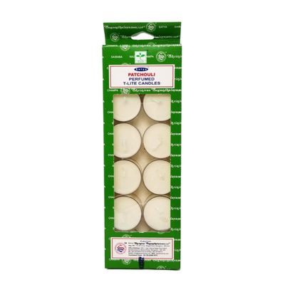 Satya Tealight Candles (12 in Box) - Patchouli, SKU CDL-PATL, UPC 700317303206