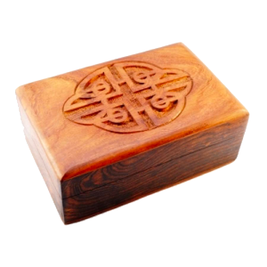 4&quot; x 6&quot; Carved Wood Box - Celtic Knot, SKU G07-07-BXK, UPC 700317314455