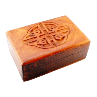 4&quot; x 6&quot; Carved Wood Box - Celtic Knot, SKU G07-07-BXK, UPC 700317314455