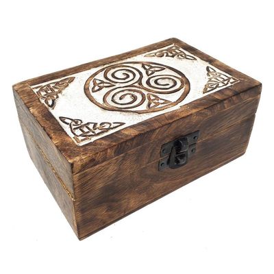 4&quot; x 6&quot; Carved Wood Box - Spiral, SKU M46SPL, UPC 700317301790