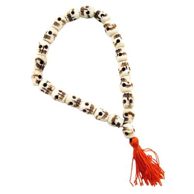 Skull Beaded Bracelet with Red Tassel, SKU QQ140-RB3, UPC 700317379270